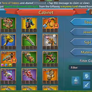 967M Mights (T5) Can move to Kingdom 1083 | Vip 15 | 5M4 Gem | 724M Research | lots of resources | 73 Migrations Scroll - Image 1