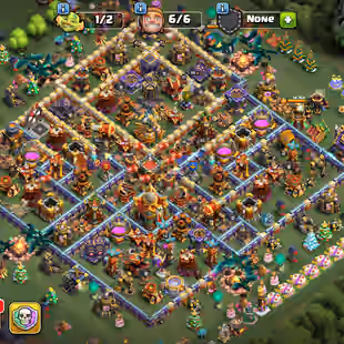 🔥TH 16 ALMSOT MAX🔥XP 210-HERO MAX 95-95-70-45-EPIC 6 EQUIPMENT ALMOST MAX-DEFENSE MAX-NC YES-HUGE OBSTACLE-BEST DEAL - Image 1