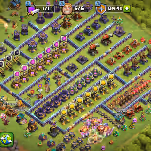 EPIC GG-26L.EB-23L.FB-20L!XP 230!TH 16 NEAR MAX!HERO:87-92-61-70-44!NC YES!PURPLE WALLS!VERY STRONG DEFENCE!GREAT TROOPS - Image 1
