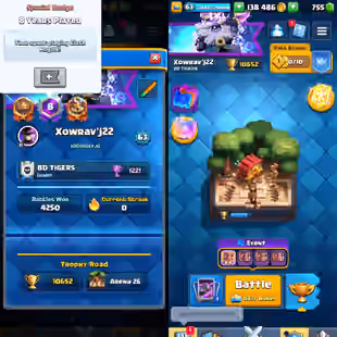 🔥8 Years Old🔥82 Cards Lv16-Lv14 [ 15 Evos ] 10652 Trophy! 63 Level! KT Level 15! 97 Old Emotes! 113 Badges!Check desc  - Image 1
