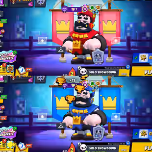 RARE BOTH RAD AND BLUE KING FRANK-43 LEGENDARY SKIN-97 MAX BRAWLER-480X SKIN-METORIC FAME 3-TROPHY 92.5K - Image 1