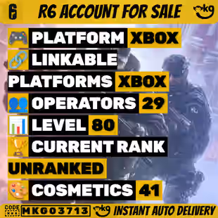 XBOX Level 80 2 BLACK ICE 39 SKINS Unranked 29 OPERATORS Ready Ranked Full Access ! MKG03713 - Image 1