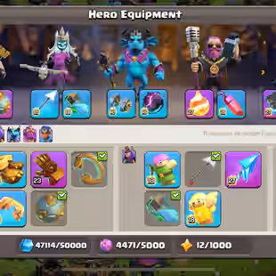 GUARDIAN MAX 🔥 3 HERO MAXED 💎 TOWNHALL 18 - 25 EQUIPMENTS MAX - 900 SPARKY STONE - 2825 WWS - 45 WALL MAX - 5K LEGEND - Image 8