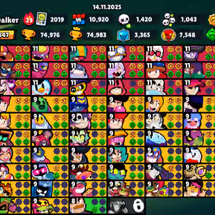 🌟 220 SKINS🌟74.950 TROPHY | 95 BRAWLERS | 22 HYPERCHARGED | 31 MAXED BRAWLERS | CHAINSAW BUSTER | LOADED RICO | CORSA - Image 2