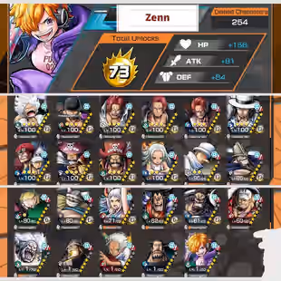 AL1-Hyber 73+14 Ex(Snake+Lucci+Shank v4+Gear 5+Roger+Kid Law+Roger v2+Shank V3+Zoro..)+Vip Support+Medal+Bounty Festival
