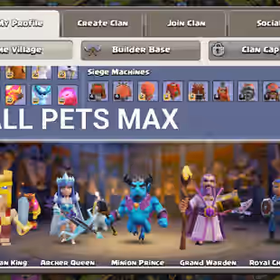 PvP LEGEND RANKED 💎20 EQUIPMENT MAX 💎 TH 17  MAX HERO - PETS MAX - 274 XP - 3400 GEM- 875 MEDAL - 23K CUP - INSTANT - Image 5