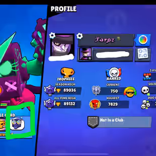 R35 PIN 💎 TROPHY 89036 💎 BRAWLER 90 [] MAXED 50 [] HYPER 24 [] SKINS- 226 [] GEMS 53 S1 - Image 5