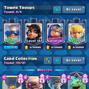 PREMIUM 💎 MAX 49 💎 ARENA 23 [] 6 ELITES [] 9 EVO [] 9000 TROPHIES [] XP54 [] KT15 [] 7 SKINS [] 57 EMOTES [] INSTANT - Image 5