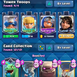 🔥KT15 XP57🔥 | 41 MAX 15 ELITE | 11 EVOLOTIONS | 143 EMOTES | 12150 TROPHY | 9 TOWER SKIN | 242 GEMS | INSTANT DELIVERY - Image 8