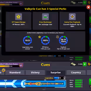 13.5B COINS ACCOUNT | Level 245 | 19 Legendary Cues | UFC Cue MAX | 1K+ Cash | Fresh Account - Image 5
