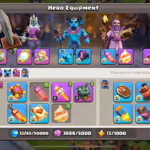 STACKED LEGEND RANKED TH 17 MAX 💎 28 EQUIPMENT MAX 💎 20k GEMS  | 36k LEGEND CUPS | 2k MEDALS | HERO MAX | SKINS - Image 6