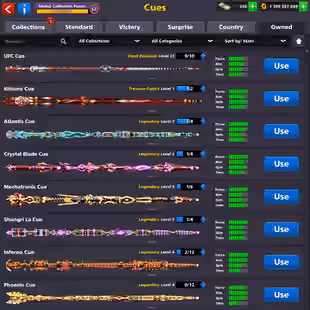 Level 192 | 1.3B Coins | 15 Legendary Cues | Kitsune Cue Purchased | VIP Emerald | Final Warning Account - Image 3