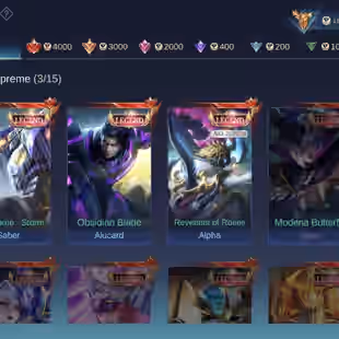 EMBLEM MAX HERO MAX SKIN 489 3 LEGEND CC 7 KOF CHOU KARINA DUCATTI IRITHEL BENEDETTA ASPIRANT ANGELA CHANGE RUBY HXH DYT - Image 1