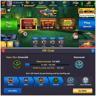 12.2B COINS ACCOUNT | Level 234 | 17 Legendary Cues | Rising Power Cue MAX | VIP Emerald | Fresh Account - Image 6