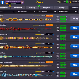 6B COINS ACCOUNT | Level 174 | 17 Legendary Cues | 2 Animated Cues MAX | 4 Animated Avatars | Fresh Account - Image 4