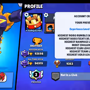 |BLUE / RED KING FRANK| MATCHERINO PIN| 2 PRESTIGE|METEORIC FAME| 92600 CUPS | 94 BRAWLERS |364 SKINS - Image 3