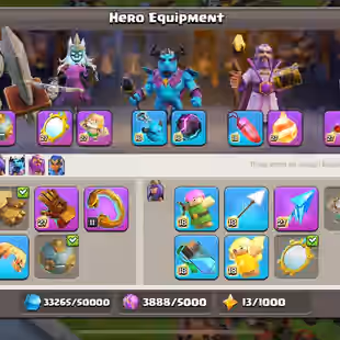STACKED LEGEND RANKED TH 17 MAX 💎 28 EQUIPMENT MAX 💎 20k GEMS  | 36k LEGEND CUPS | 2k MEDALS | HERO MAX | SKINS - Image 7