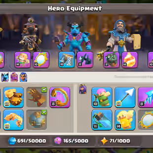 🌟TH 16 NEAR MAXED 🌟 | DEF FULLY MAXED OUT | 12 HIGH LVL EPICS EQUIPMENT | HERO [ 77-81-61-51-30] | NC YES | 2.5K GEMS - Image 5