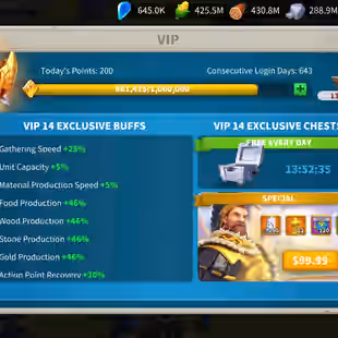 ROK2053: 68M - Vip14 - Max 7 Commanders - 35 Passports - 3 farm - 11k gems - Image 3