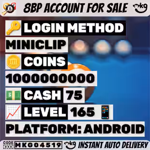 8 Ball Pool 1 Billion Coins Gmail Login Millionaire Cue Instant Delivery Complete Access ! MKG04515