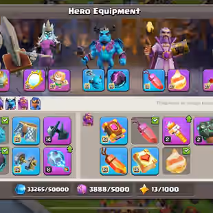 STACKED LEGEND RANKED TH 17 MAX 💎 28 EQUIPMENT MAX 💎 20k GEMS  | 36k LEGEND CUPS | 2k MEDALS | HERO MAX | SKINS - Image 10