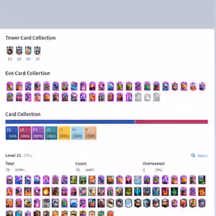 Lvl-68 | 121-Card Max | 82-Elite | 36-Evo | [120-Emote] | 10000 Trophy |  33-Tower Skin | Name Chang yes - Image 1