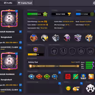 8.4M+ FIX BACKUP ACCOUNT | Level 513 | 1.5B Coins | CCP 66 | 19 Legendary Cues | Galaxy Cue (Level 3) | Fresh Account - Image 1