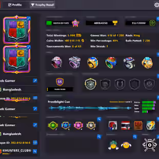 17 Legendary Account | Level 133 | VIP Emerald | 100M Coins | Frostblight Cue Purchased | Fresh Account - Image 1