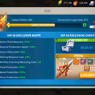 All Platform: 85M - Vip 16 - 11 Commanders - 58 Passport - 3,1M Credit - 4 Farm - 2 Skin Houses - 4k Gems - Image 3