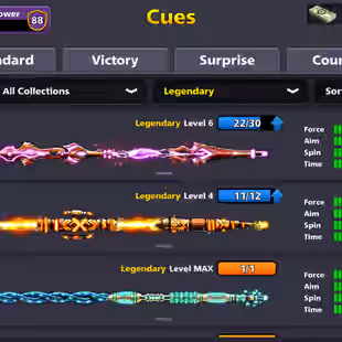 RARE LEVEL 596 | 88CCP | High Level | 880 Million Coins | 17 Legendary Cues | Miniclip Only | Unlimited Password Change - Image 7