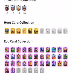 RAREST CRL 20 WIN EMOTE 🌸 KT 16 37 MAX CARDS 82 XP 106 ELITE CARDS 35 EVOLUTIONS 6 HEROES ULTIMATE CHAMPION 12500 CUPS - Image 3