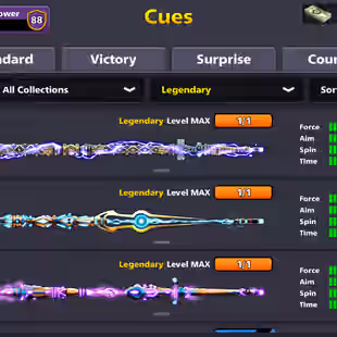 RARE LEVEL 596 | 88CCP | High Level | 880 Million Coins | 17 Legendary Cues | Miniclip Only | Unlimited Password Change - Image 6