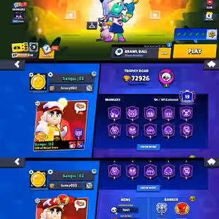 72k TROPHIES | FURIOUS FANG | 62 MAX POWER BRAWLER | 94 BRAWLER UNLOCK | 40 HYPERCHARGE | 256 SKIN | RENAME AVAILABLE  - Image 1