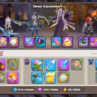 💜ALL HELPER MAX💜|| PROFILE FULLY MAX  [TH18] 6 HERO MAX || DEFENCE/WALL/MAX || COSMIC FULL SET || SOLID EPIC EQUIPMENT - Image 5