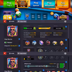 LEVEL 361 🎱 16/20 LEGENDARY CUE UNLOCK 🎱 500 MILLION COINS | RENAME AVAILABLE | PURE MINICLIP | BERLIN AND VENICE RING - Image 1