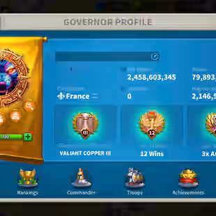 16 Commanders - 67 Passport - 4 Farm - 2 Skin Houses - 14k Gems - Image 1