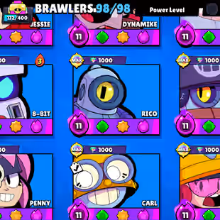 RARE 🎄 93.3K TROPHY 🎄 98!98-BRAWLER | ALL MAX BRAWLER | 84X HYPER | 440X SKINS | 2018 ACC | STAR SHELLY RARE SKIN - Image 4