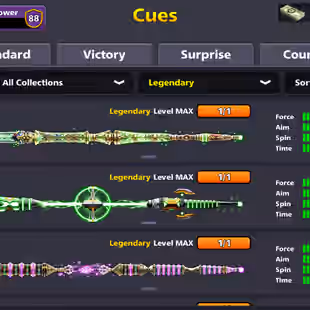 RARE LEVEL 596 | 88CCP | High Level | 880 Million Coins | 17 Legendary Cues | Miniclip Only | Unlimited Password Change - Image 5