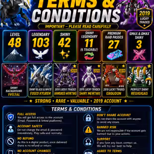 🍓LEVEL 48 PG ACCT 2019 | 103 LEGENDARY |🐉 SHINY FUSED KYUREM  ARMORED MEWTWO |  GMAX/DMAX SHINY | 2019 LUCKY TRADED - Image 2