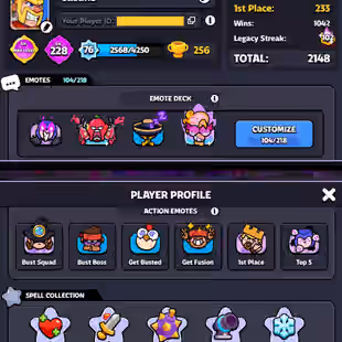 🔥[DG-2] 76XP | LVL 228 SQ JOURNEY | 39 SQ | 104 EMOTES | 32 SKINS | FREE RENAME | 1042-TOTAL WINS | CHEAP | INSTANT DEL - Image 2