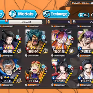 281 Chars - 8 EX - 3 EX Max ( Four Emperor - Blackbeard Pirates Kuzan - Lucci Awakened ) - 51K Total Power - Great medal - Image 1