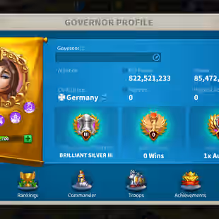 85M - Vip 16 - 12  Commanders - 17 Passport  - 14K Gems  - 1 Farms - Image 2