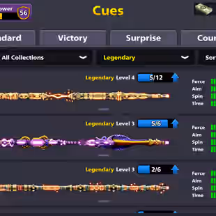 56 CCP | LEVEL 436 | High Level | 1 Billion Coins | 17 Legendary Cues | Unlimited Password Change Miniclip | Android-iOS - Image 5