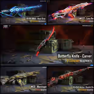 2 Mythic 🔴 AK117 🔴 Butterfly Knife Carver - M13 Morningstar - Scarlet Shot - D80 - Image 5