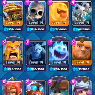 ❗[ 64X CARDS MAX ]❗2X LEVEL 16 CARD|| 15X EVOLVED || 10X ELITE || LEVEL 61 || TROPHY: 10500 | 116X EMOTES | 118X BADGE - Image 7