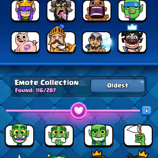❗[ 64X CARDS MAX ]❗2X LEVEL 16 CARD|| 15X EVOLVED || 10X ELITE || LEVEL 61 || TROPHY: 10500 | 116X EMOTES | 118X BADGE - Image 13