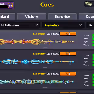 RARE LEVEL 596 | 88CCP | High Level | 880 Million Coins | 17 Legendary Cues | Miniclip Only | Unlimited Password Change - Image 4