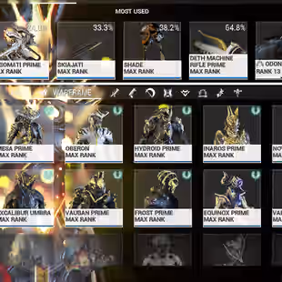 Closed Beta - RANK 14 - 500 Plat 17 770 Completed - 28x Warframe MAX 26x Primary Gun - 30x Secondary Gun - 30x Melee - Image 3