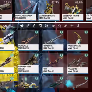 MR 30 FROST HEIRLOOM 579-750 Complated - 87x Warframe MAX 139x Primary Gun - 113x Secondary Gun - 111x Meele - Image 2