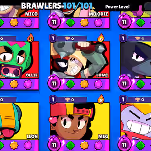 LEADERBOARD PRESTIGE-1 | 104K TROPHY-376X SKINS | 101/101 BRAWLER | 47X MAX | 37X HYPER | 3v3 WINS | 102 TOTAL PRESTIGE - Image 8